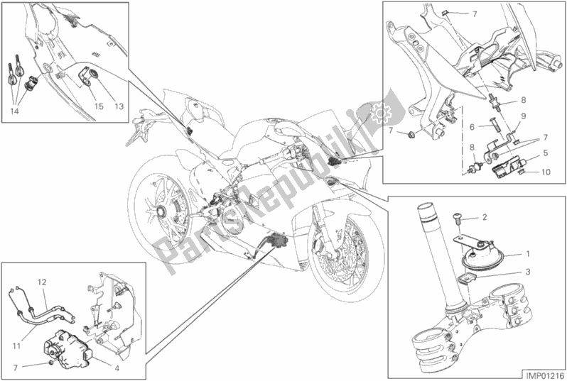 Tutte le parti per il 13e - Dispositivi Elettrici del Ducati Superbike Panigale V4 S Thailand 1100 2019